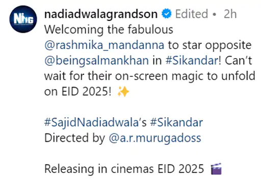 Salman Khan, producer Sajid Nadiadwala, and director AR Murugadoss have officially started shooting for Sikandar